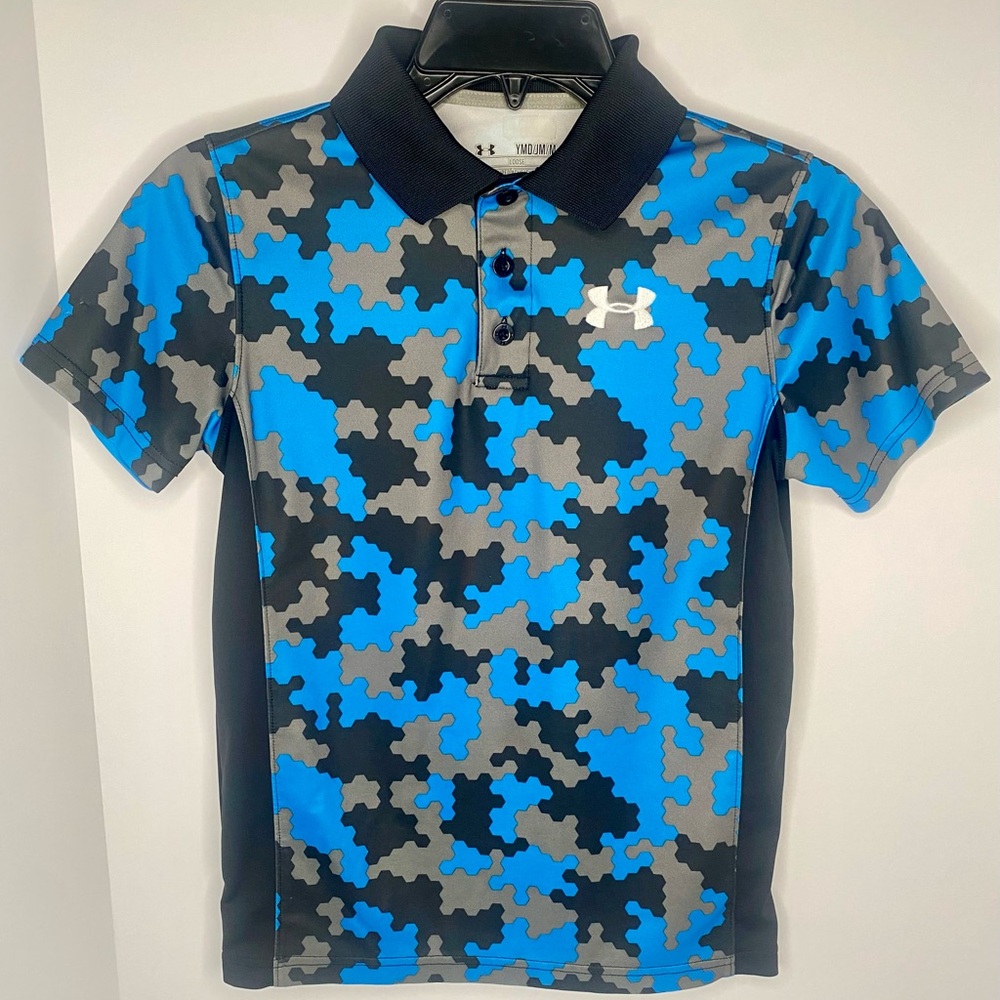 Under Armour Youth Polo - Blue, Black, and Gray Camo